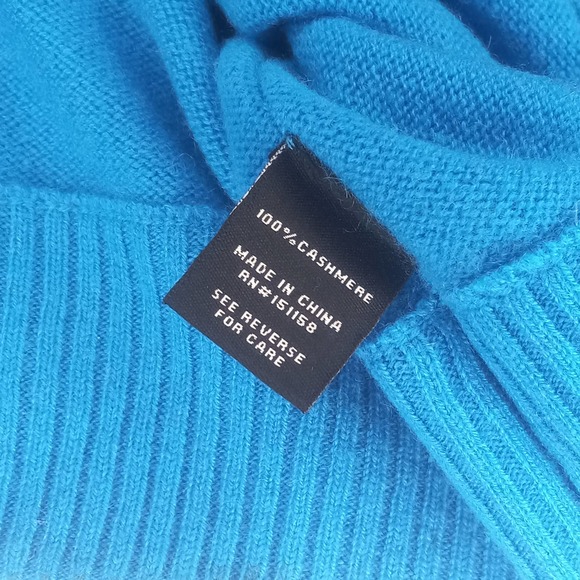 NWT 525 America Electric Teal Blue Cashmere Sweater - Picture 4 of 5